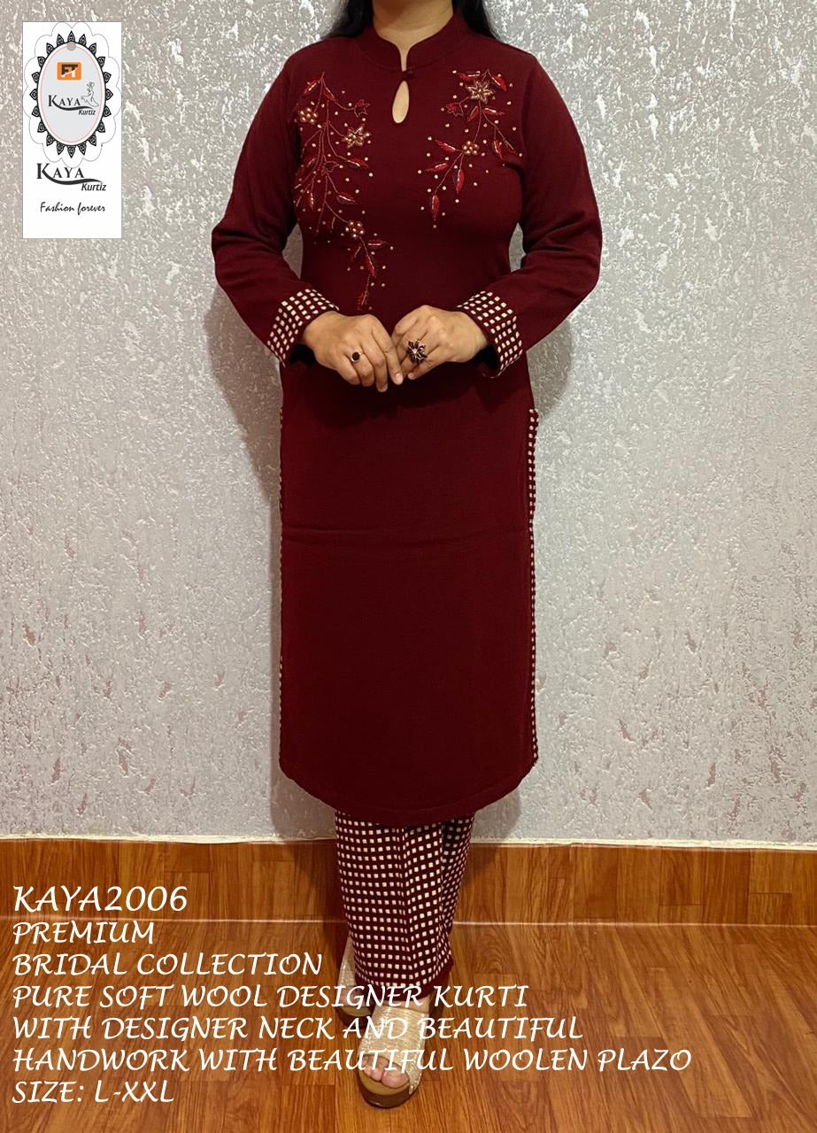 Woollen kurti Kaya 1677 Super soft woolen kurti /tunic with zigzag designs  style it up with matching le… | Designs for dresses, Kurti designs latest,  Kurti designs